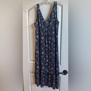 Loft Beach Floral Sleeveless V-Neck Dress-L
